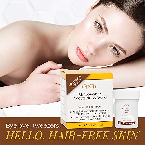 GiGi Microwave Tweezeless Wax - Honey-Infused Facial Hair Remover, 1 oz
