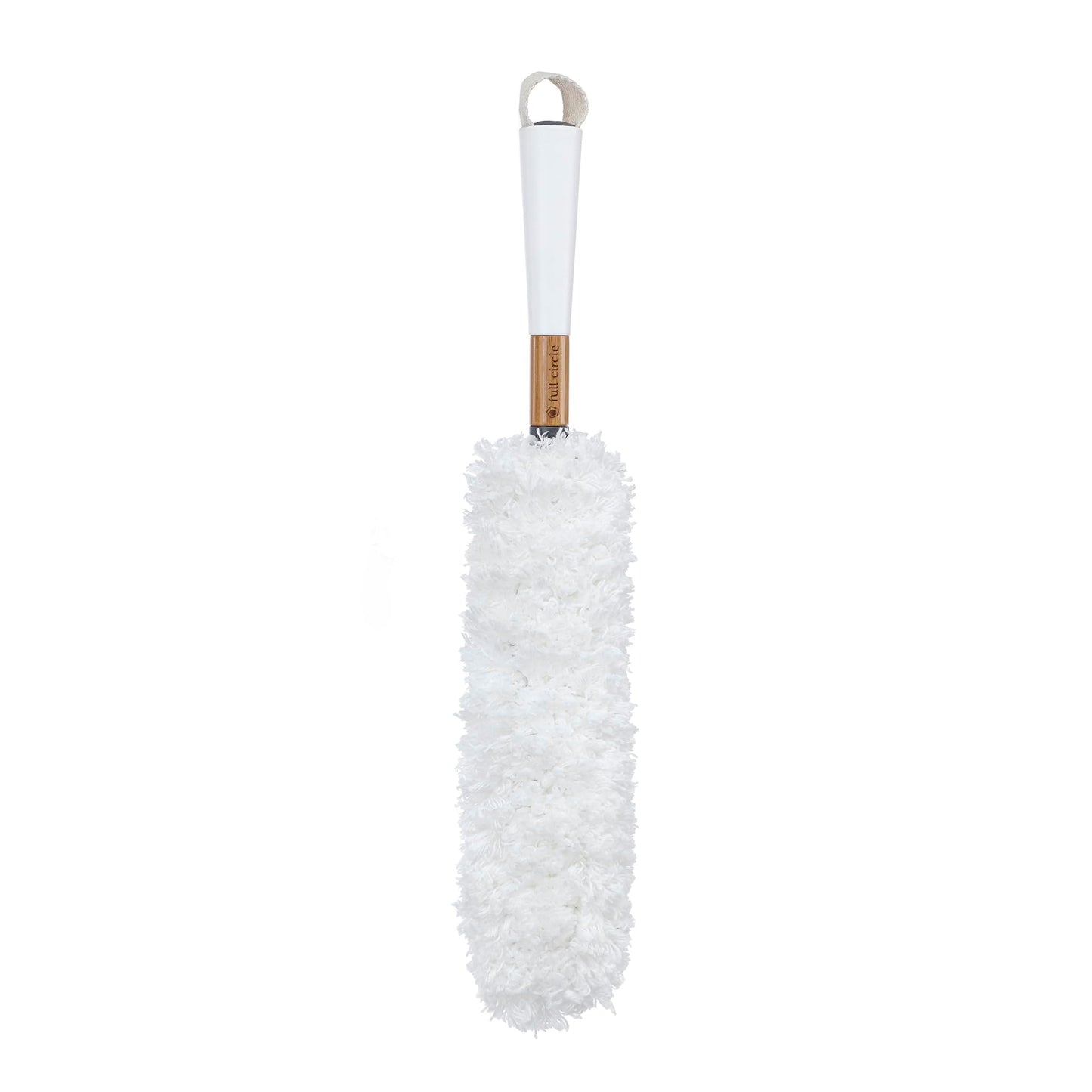 Full Circle Dust Whisperer Microfiber Duster - Machine Washable, For Ceiling Fans, Blinds, Furniture - White
