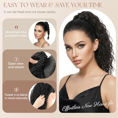14 Inch Short Ponytail Extension H6A/26# | Curly Clip-In Synthetic Hair for Women - Chocolate Brown Mix Blonde