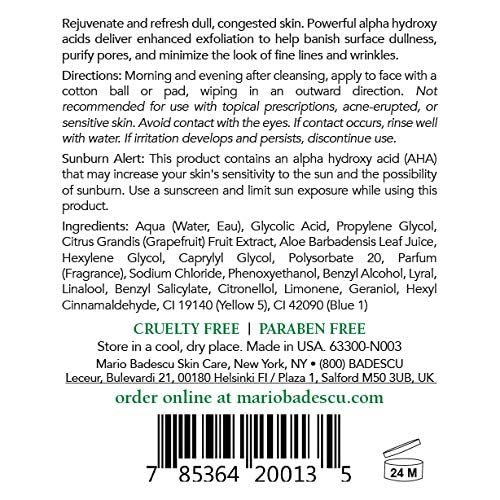 Mario Badescu Glycolic Grapefruit Cleansing Lotion 8 Fl Oz - Exfoliating Toner for Oily Skin