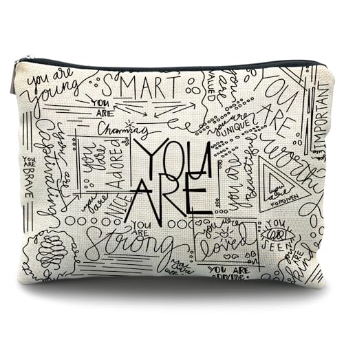 Inspirational Canvas Makeup Bag - 10x7.5 inches, Ideal Gift for Teens