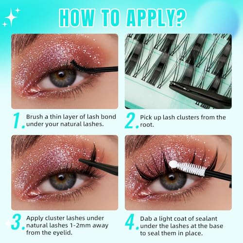 AMZGIRL Manga Lash Clusters with Spikes 144Pcs Maple Leaf- C-8-18mm, Anime Flutter Lashes