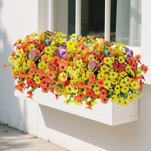 20 Bundles UV-Resistant Artificial Fall Flowers with Butterflies