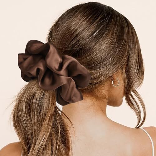 CEELGON Extra Large Satin Hair Scrunchies for Thick Hair, 6-Pack
