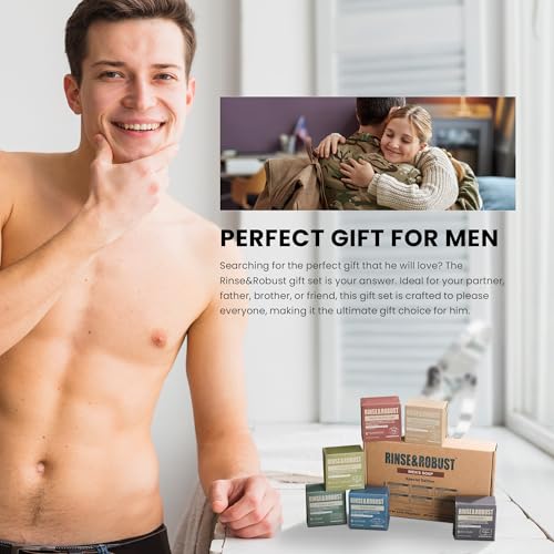 Rinse & Robust Natural Exfoliating Bar Soap Set for Men - 6 Pack