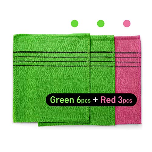 Genuine Korean Exfoliating Bath Washcloth 9pcs Reusable Skin Scrubber for Dead Skin Removal