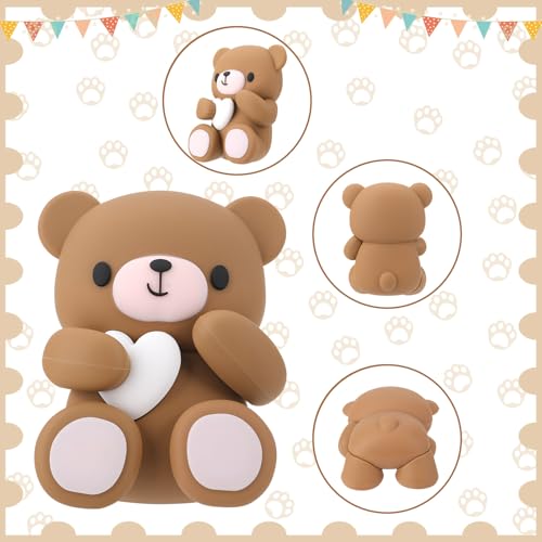 29 Pcs Brown Bear Cake Toppers Set for Baby Showers