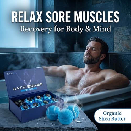 ZenseMe Tranquility Mens Bath Bombs Gift Set - 8 Natural Manly Scents