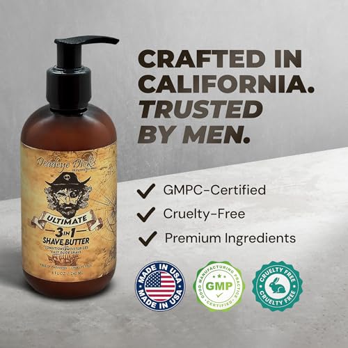 Deadeye Dick's 3-in-1 Shave Butter for Face, Head & Body - Natural, Irritation-Free Formula (8 FL Oz)