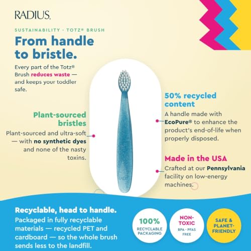 RADIUS Totz Children's Toothbrush, Extra Soft, 18 Months & Up, 3-Pack