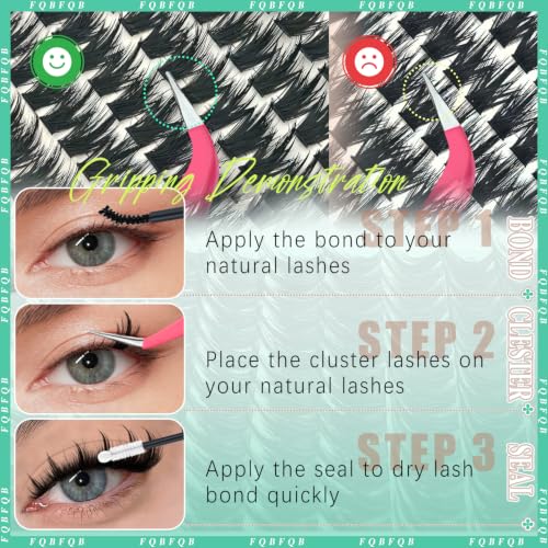 FQBFQB Manga Lash Kit with Spikes - DIY Eyelash Clusters & Glue, Natural to Dramatic Looks