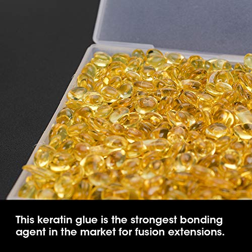 LEEONS 100g Keratin Glue for Hair Extensions - 1000pcs Fusion Bonding Beads Yellow Pack