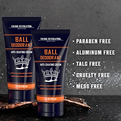 Viking Revolution Men's Balls Deodorant 3.4 oz, 2 Pack - Talc-Free & Anti-Chafing