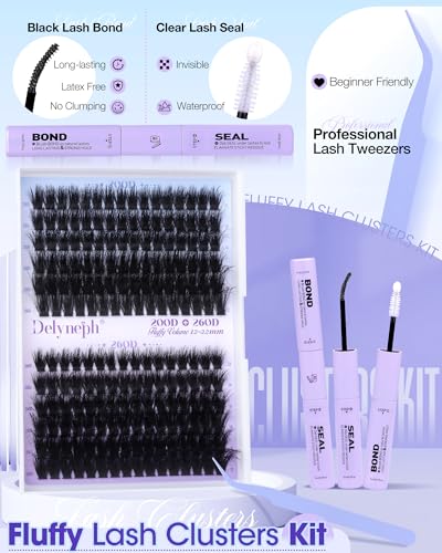 Delyneph E-200D & 260D Fluffy Lash Clusters Kit - Volume & Spiky Eyelash Extensions