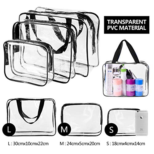 4-Piece Clear PVC Travel Toiletry Bag Set for Men & Women - Large, Medium, Small