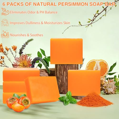 MR.A Unscented Persimmon Soap Bar for Odor Control, 6 Pack