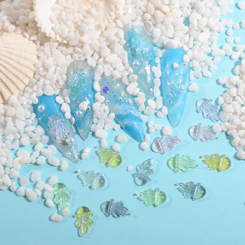 100pcs Jellyfish Nail Charms - Assorted 3D Resin Flatback Beads for Nail Art & Crafts