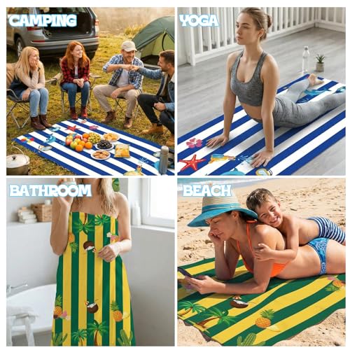 Oversized Beach Towels Set - Quick Dry Microfiber for Travel