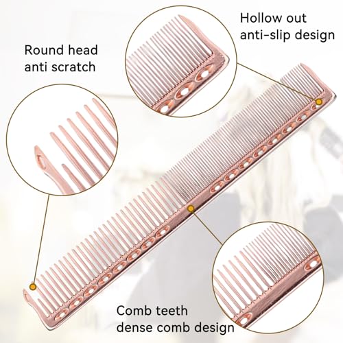 Agatige 2-Piece Stainless Steel Hair Cutting Comb, Professional Barber Tool