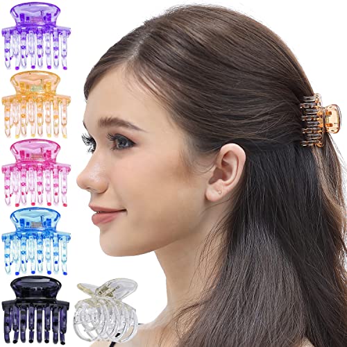RC ROCHE Transparent Double Claw Hair Clips Set for Women - Small No Slip