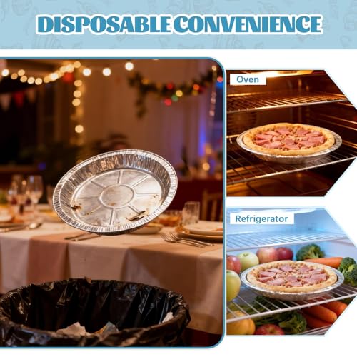 36 Pack 9 Inch Disposable Aluminum Foil Pie Tins - Heavy-Duty & Oven Safe