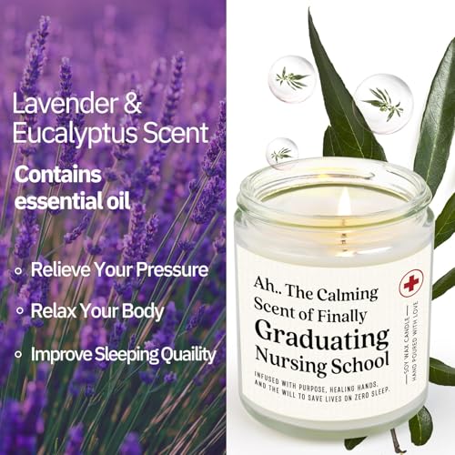 Nurse Graduation Gift Soy Candle - Lavender Scented 7oz for Future RNs