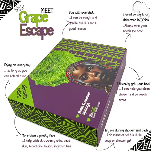 AFRIKI African Net Sponge - 2 Pack Extra Long Exfoliating Body Scrubber