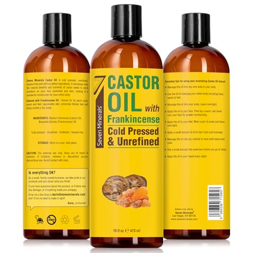 Seven Minerals Cold Pressed Castor Oil with Frankincense, 16 fl oz