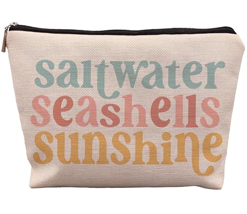 UINWK Beach Cosmetic Bag-6 Travel Makeup Pouch with Seashells, Sunscreen, Beach Gift