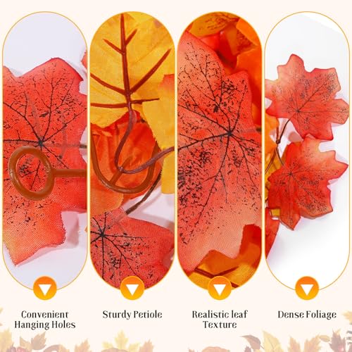 6ft Artificial Maple Leaf Garland - 3 Pack Fall Decor