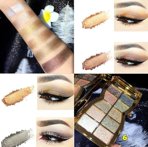XFEXM 10-Color Glitter Eyeshadow Palette - Highly Pigmented Shimmer Makeup