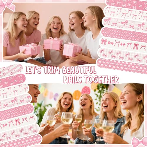 Coquette Pink Bow Nail Files - 48 Double-Sided Emery Boards