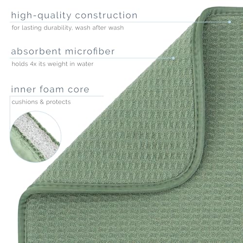 S&T INC. Microfiber Dish Drying Mat - 16" x 18", Sage Green