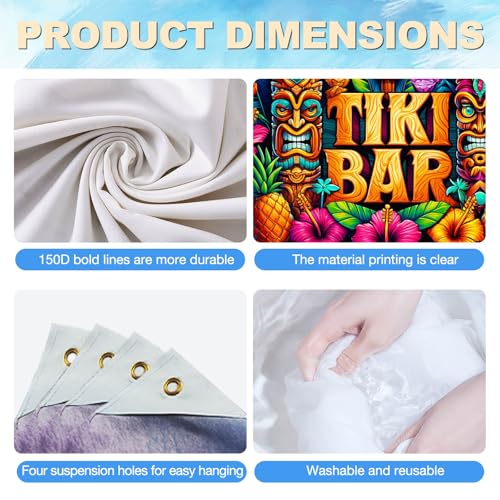 Tiki Bar Aloha Banner - 71 x 43 Inch Hawaiian Luau Party Decoration