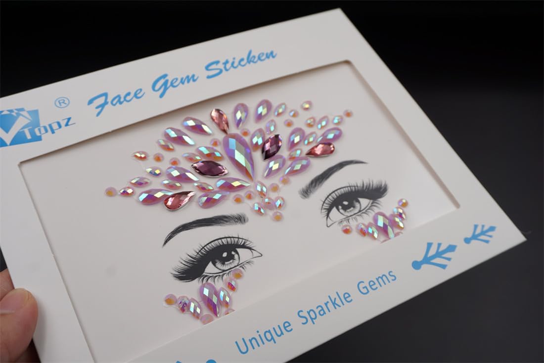 Pink Face Jewels - Rhinestone Stickers for Women | Temporary Makeup Gems for Festivals & Raves