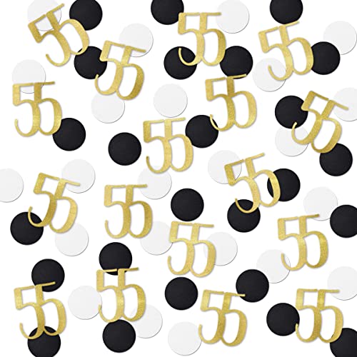 Gold Glitter 55 Confetti for 55th Birthday - 200pcs Party Decorations