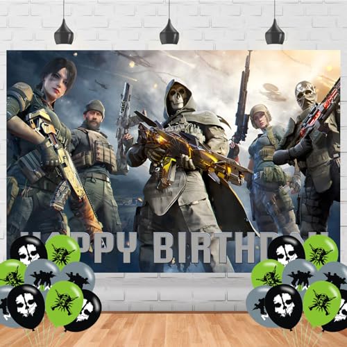 Gaming Call Duty Birthday Backdrop - 5ft x 3ft Party Decoration