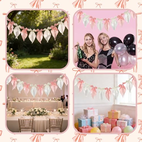 10 Pre-Strung Satin Bow Garland for Weddings, Baby Showers & Parties