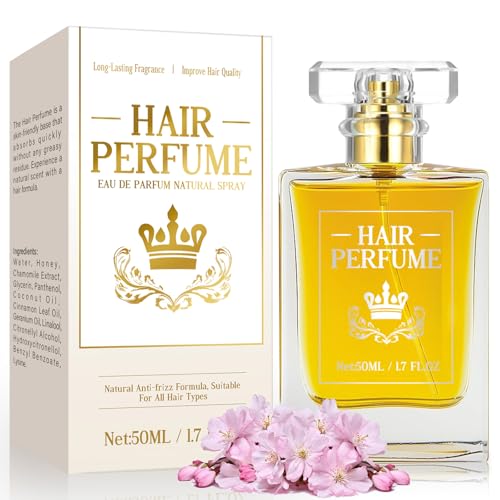 Hair Perfume, Moist Essential Oils for Dry Damaged Hair, Long-lasting Hair Refreshes Mist, Fragrance Pheromone Perfume for Women, Nourishing Dry Hair, Provides Softness and Brilliant Shine, 1.7fl oz