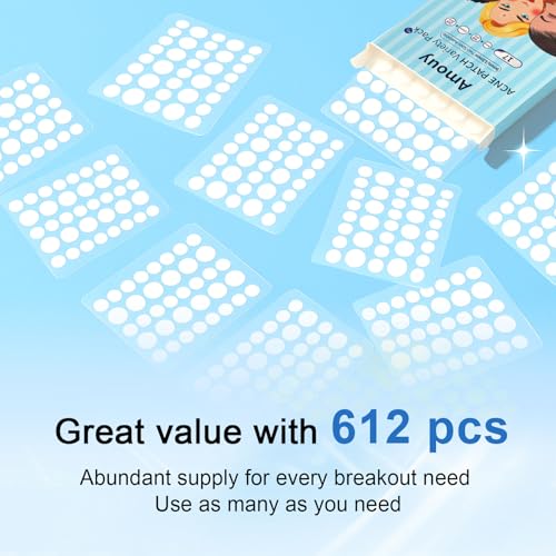 Amouy Acne Pimple Patch- 2 Sizes 612 Dots Thin & Thick Hydrocolloid