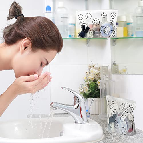 Silkfly 50-Pack Clear Makeup & Toiletry Bags with Cute Face Design