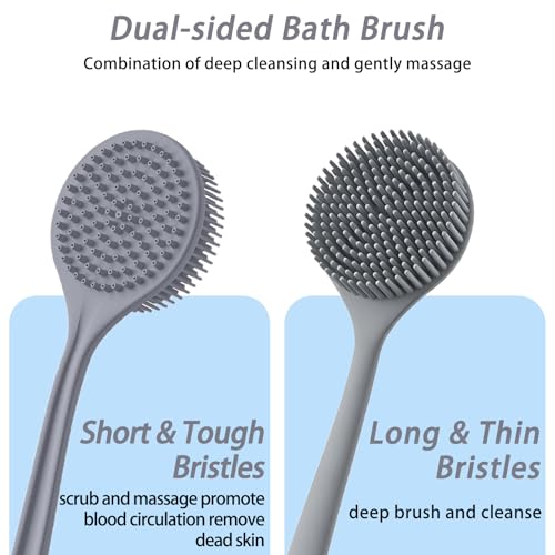 CHIYOSING 17-Inch Silicone Back Scrubber for Shower, Exfoliating Body Brush