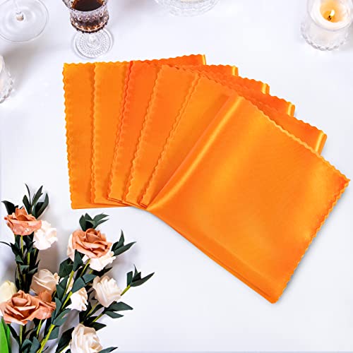 Manyshofu 20-Piece Satin Scalloped Napkin Set - Burnt Orange, 18x18 Inches