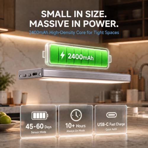 Rechargeable Under Cabinet Lighting with Motion Sensor - 2 Pack, 7.8in
