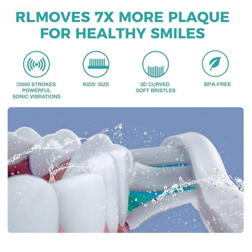 Vekkia Rechargeable Kids Electric Toothbrush - Blue, 3 Modes, Soft Bristles, Waterproof
