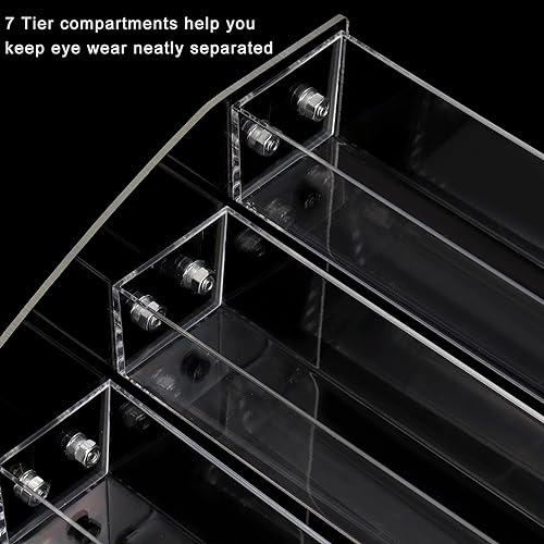 SOUJOY 7-Tier Sunglass Organizer Stand - Acrylic Eyewear Storage