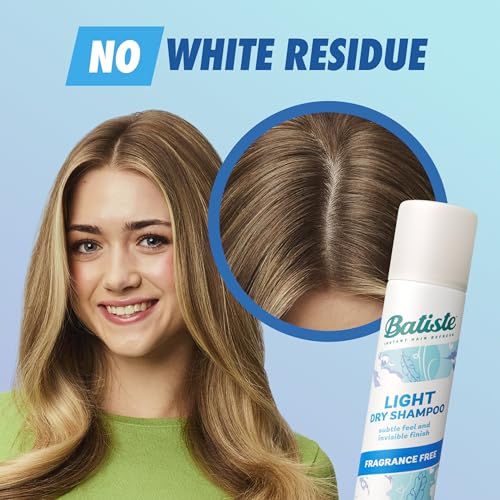 Batiste Light Dry Shampoo Unscented 3.81 Oz Pack of 2 - Fragrance Free, Oil Absorbing, No White Residue