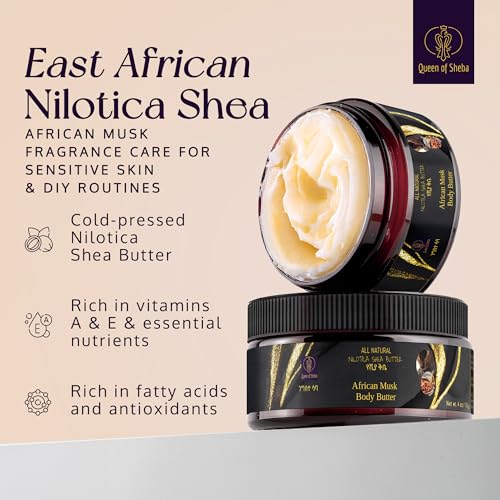 Queen of Shea African Musk Shea Body Butter 2oz - All Natural, Organic, Unrefined