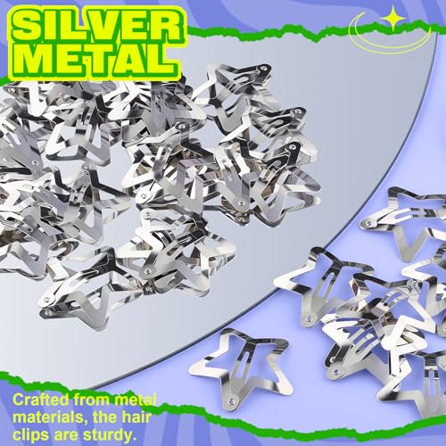 YGDZ 30 PCS 1.61" Star Hair Clips, Y2K Accessories, Silver Clips for