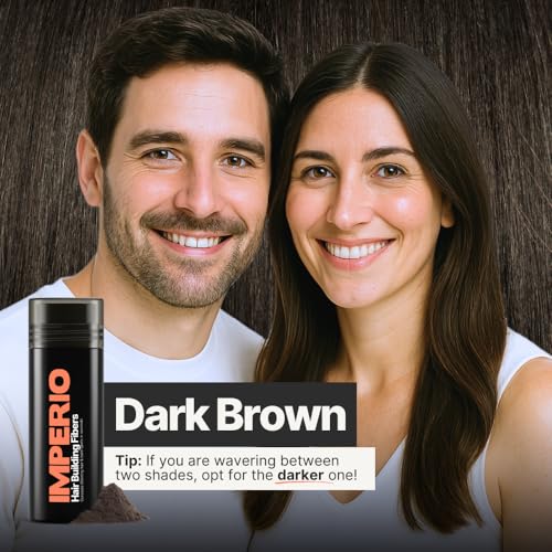 IMPERIO Dark Brown Hair Building Fibers - 26g Instant Thinning Hair Solution for Men & Women